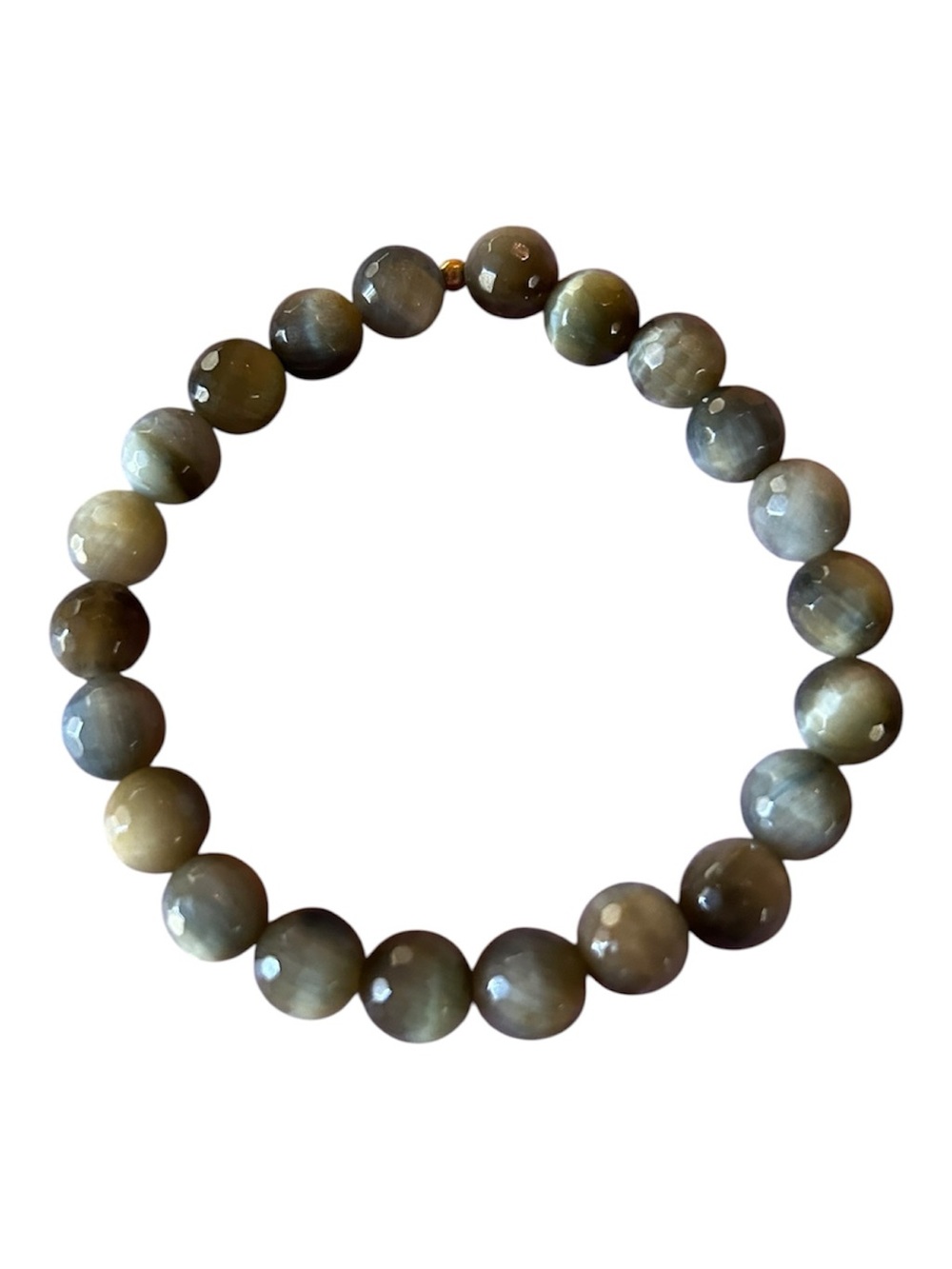 Artisan Natural Cats Eye Moonstone Beaded Stretch Bracelet Green OS